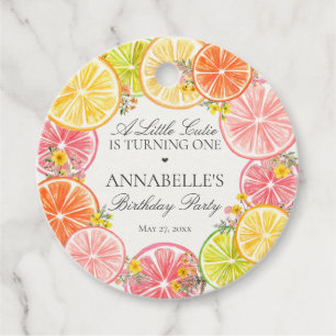 Citrus Floral Little Cutie Birthday Party Circle Favour Tags