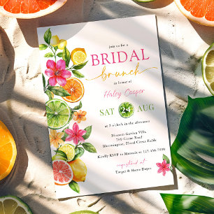 Citrus Floral Pink Orange Bridal Brunch Shower Invitation