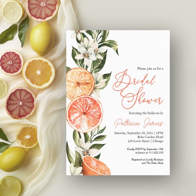 Citrus Floral Summer Bridal Shower Invitation (Creator Uploaded)