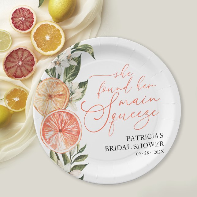 Citrus Floral Summer Bridal Shower Paper Plate (Creator Uploaded)