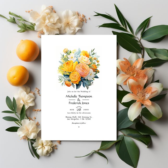 Citrus Floral Wedding Invitation (Creator Uploaded)