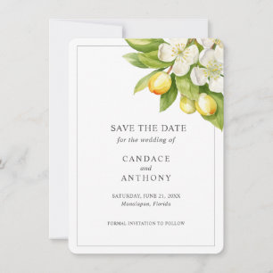 Citrus Floral Wedding Save the Date Invitation