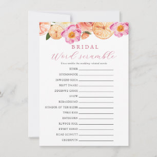 Citrus Flower Bloom Bridal Word Scramble Game Card