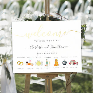 Citrus French Wedding Day Timeline Gold Foil Prints