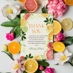 Citrus Fruit 1st Birthday Thank You Card