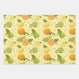 Citrus Fruit and Blossom Wrapping Paper 