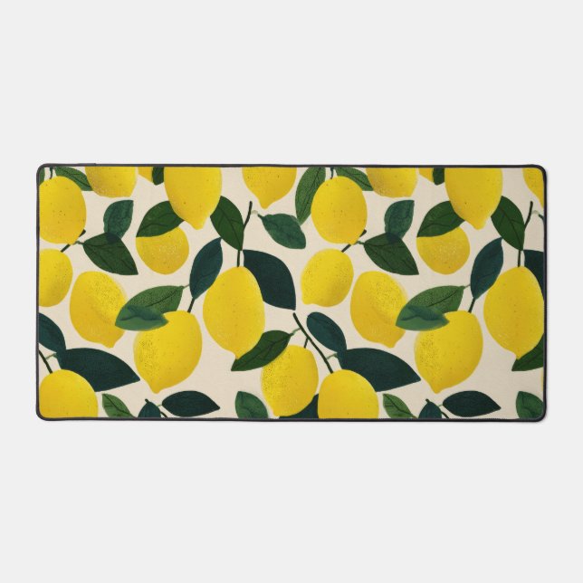 Citrus Fruit Art Summer Lemons Pattern Cheerful Desk Mat (Front)