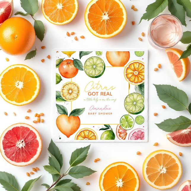 Citrus Fruit Baby Shower Paper Napkin (Citrus Got Real | Citrus Baby Shower Paper Napkins)