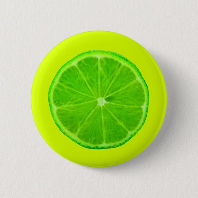 Citrus Fruit, Bright Green Slice of Lime 6 Cm Round Badge (Front)