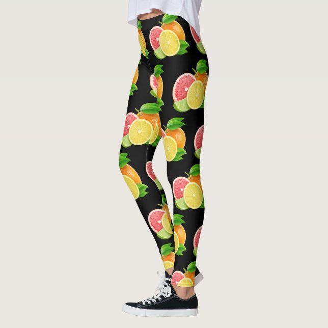 Citrus Fruit Design Pattern Leggings (Left)