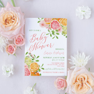 Citrus Fruit & Flowers Baby Shower Invitation