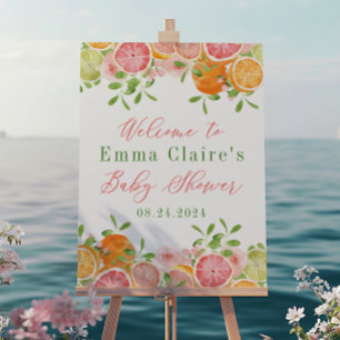 Citrus Fruit & Flowers Baby Shower Welcome Sign