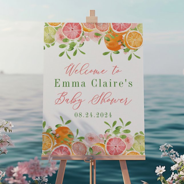 Citrus Fruit & Flowers Baby Shower Welcome Sign (Creator Uploaded)