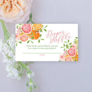 Citrus Fruit & Flowers Diaper Raffle Enclosure Card