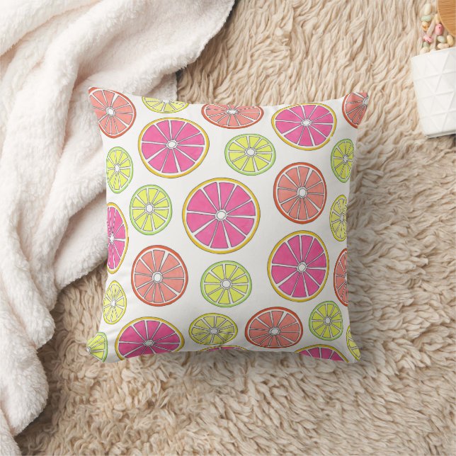 Citrus Fruit Grapefruit Lemon Lime Orange Foodie Cushion (Blanket)