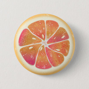 Citrus Fruit Grapefruit Slice 6 Cm Round Badge