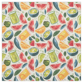 Citrus Fruit & Juice Seamless Pattern Fabric
