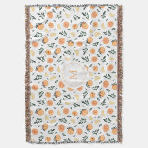 citrus fruit lemon orange summer monogram throw blanket
