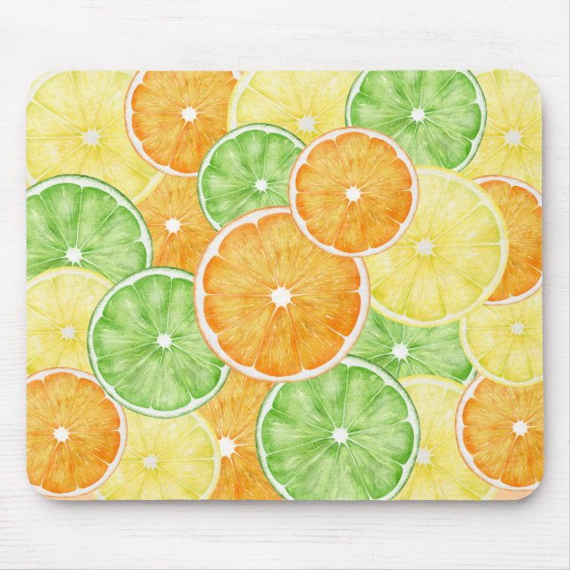 Citrus Fruit Orange, Lime and Lemon Fruit Slices   Mouse Pad (Front)