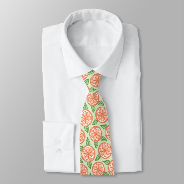 Citrus Fruit Orange Pattern Funny Tie (Tied)