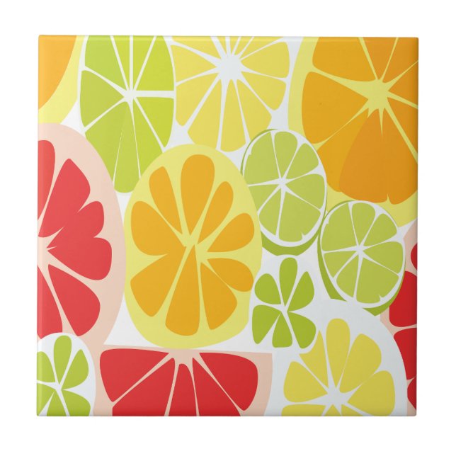 Citrus Fruit Pattern Ceramic Tile (Front)