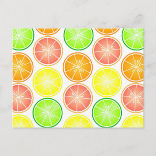 Citrus Fruit Print - Lemon Lime Orange Grapefruit Postcard