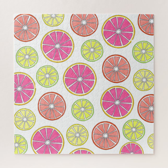 Citrus Fruit Slices Grapefruit Lemon Orange Lime Jigsaw Puzzle (Vertical)