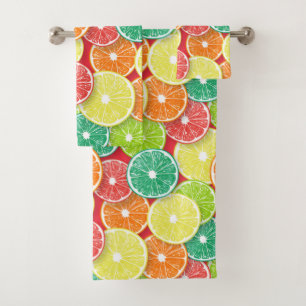 Citrus fruit slices pop art 2 bath towel set