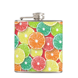 Citrus fruit slices pop art 2 hip flask