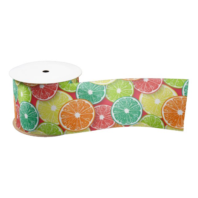 Citrus fruit slices pop art 2 satin ribbon (Spool)