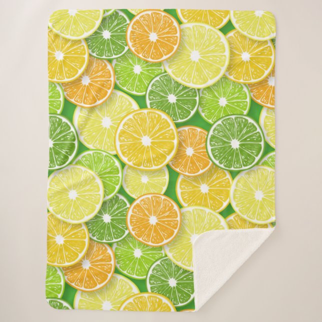 Citrus fruit slices pop art 3 sherpa blanket (Front)