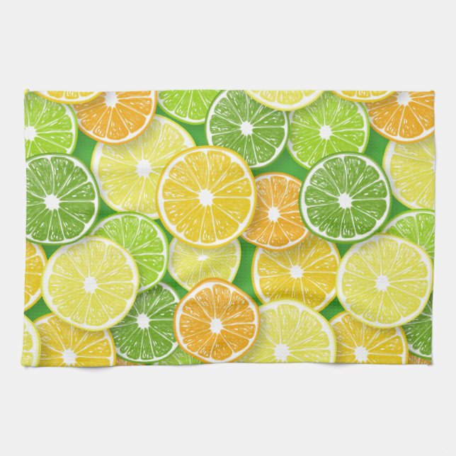 Citrus fruit slices pop art 3 tea towel (Horizontal)