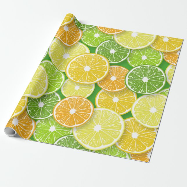 Citrus fruit slices pop art 3 wrapping paper (Unrolled)
