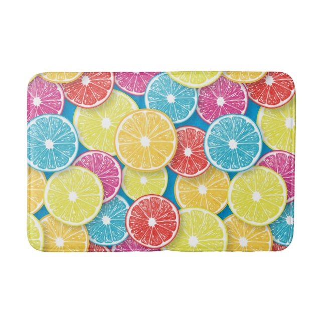 Citrus fruit slices pop art bath mat (Front)