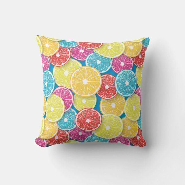 Citrus fruit slices pop art cushion (Front)