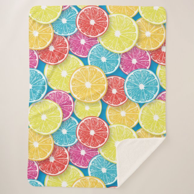 Citrus fruit slices pop art sherpa blanket (Front)