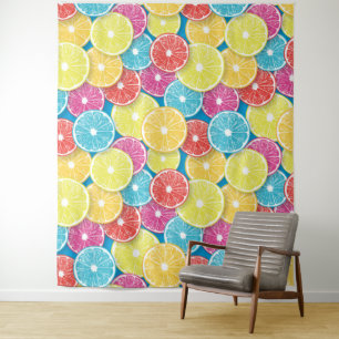 Citrus fruit slices pop art tapestry
