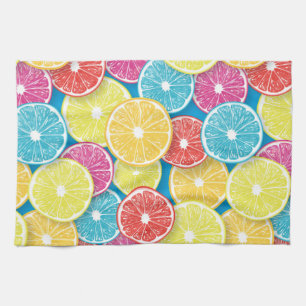 Citrus fruit slices pop art tea towel