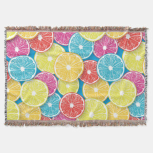Citrus fruit slices pop art throw blanket
