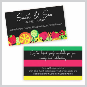 citrus fruit strawberry baking bakery chef cooking business card