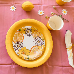 Citrus Fruit Summer Floral Paper Plate