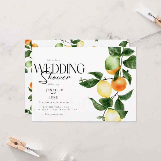 Citrus Fruit | Wedding Shower Invitations (Front/Back In Situ)