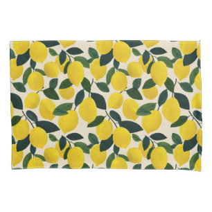 Citrus Fruit Yellow Lemons Pattern Mediterranean  Pillowcase