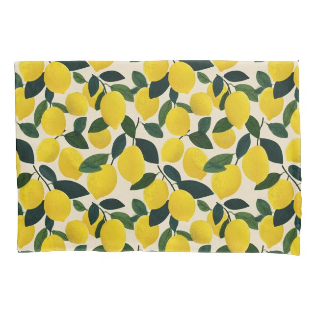 Citrus Fruit Yellow Lemons Pattern Mediterranean  Pillowcase (Front)