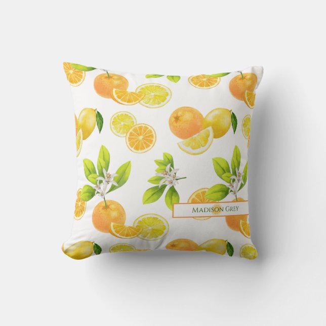 Citrus Fruits Art Oranges and Lemons Patten Cushion (Front)