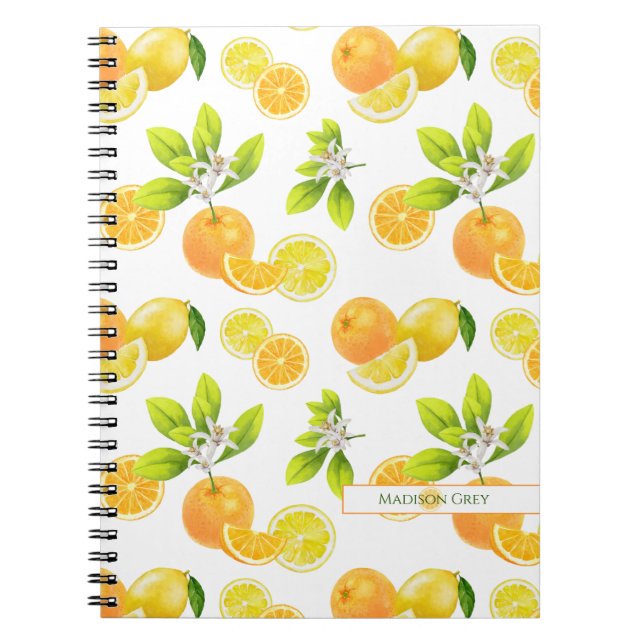 Citrus Fruits Art Oranges and Lemons Patten Notebook (Front)