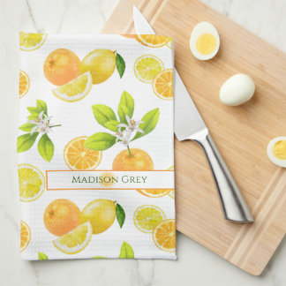 Citrus Fruits Art Oranges and Lemons Patten Tea Towel