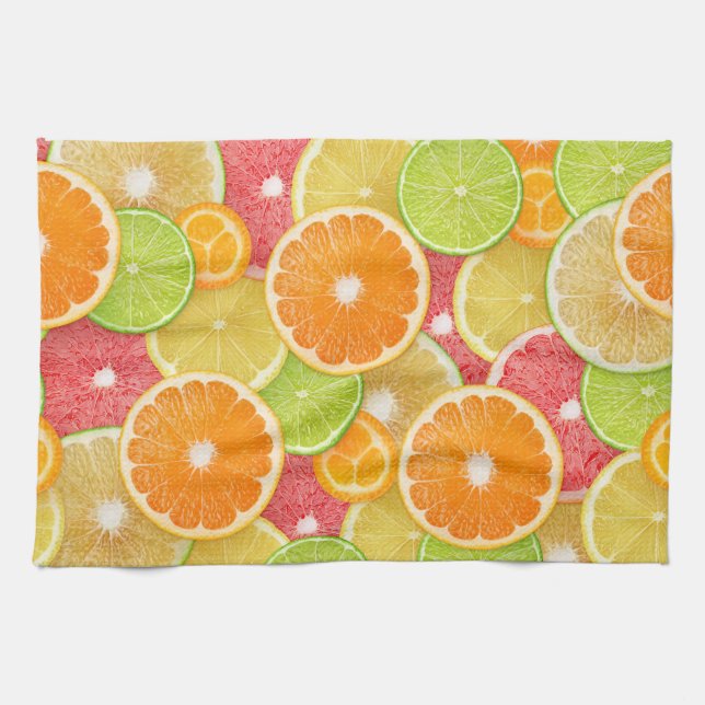 Citrus fruits background tea towel (Horizontal)