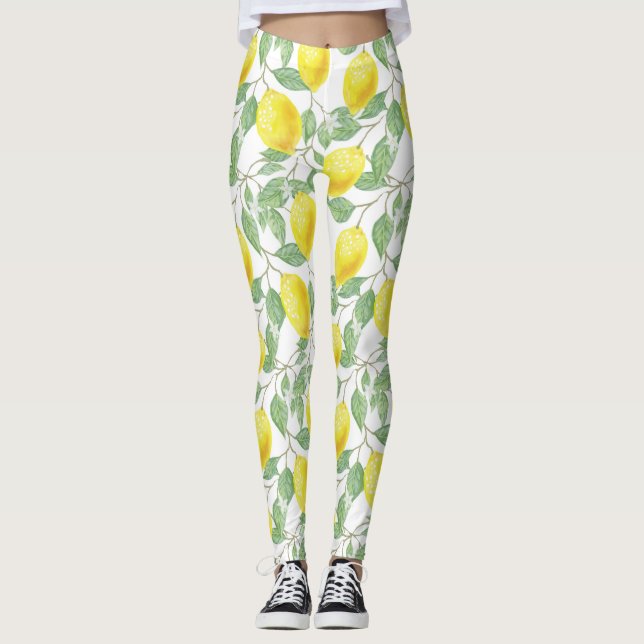 Citrus fruits botanical pattern.Active training Leggings (Front)