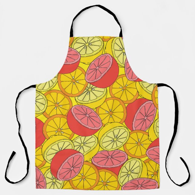 Citrus Fruits Bright Seamless Pattern Apron (Front)